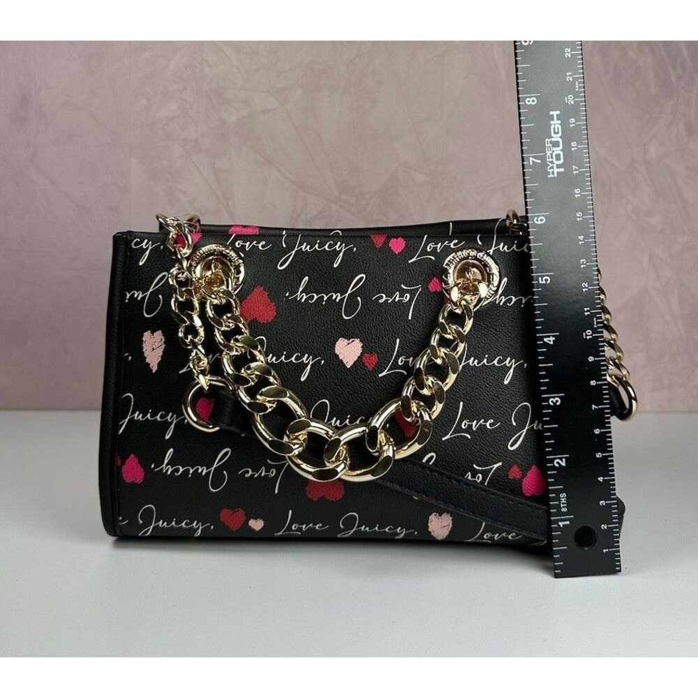 Juicy Couture Love Letter Mini Tote Purse & Wallet Set Black NWT Y2K Style - Picture 7 of 15